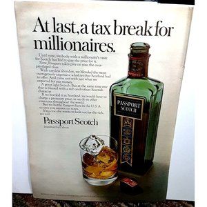 1968 Passport Scotch Millionaire Tax Break Vintage Print Ad Original